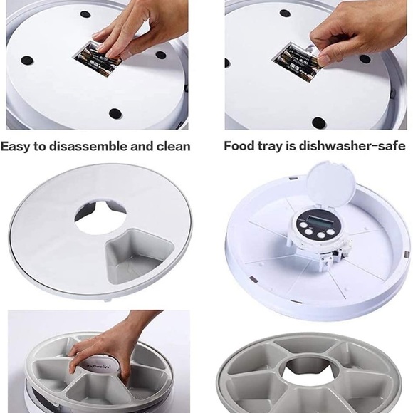 Automatic Pet Feeder, Auto Food Dispenser with 6 Meals, Digital Timer, Music - Picture 10 of 16